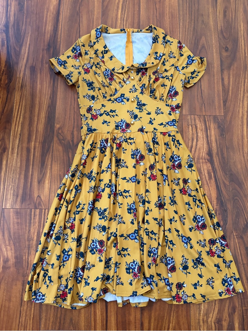 Weissman Yellow Floral Dress built in leotard bottoms Women’s Medium nearly new